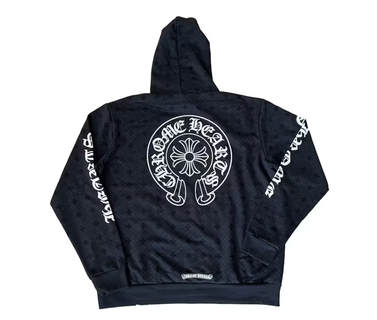 Chrome Hearts Plus Cross Allover Print With Horseshoe Logo Hoodie Black