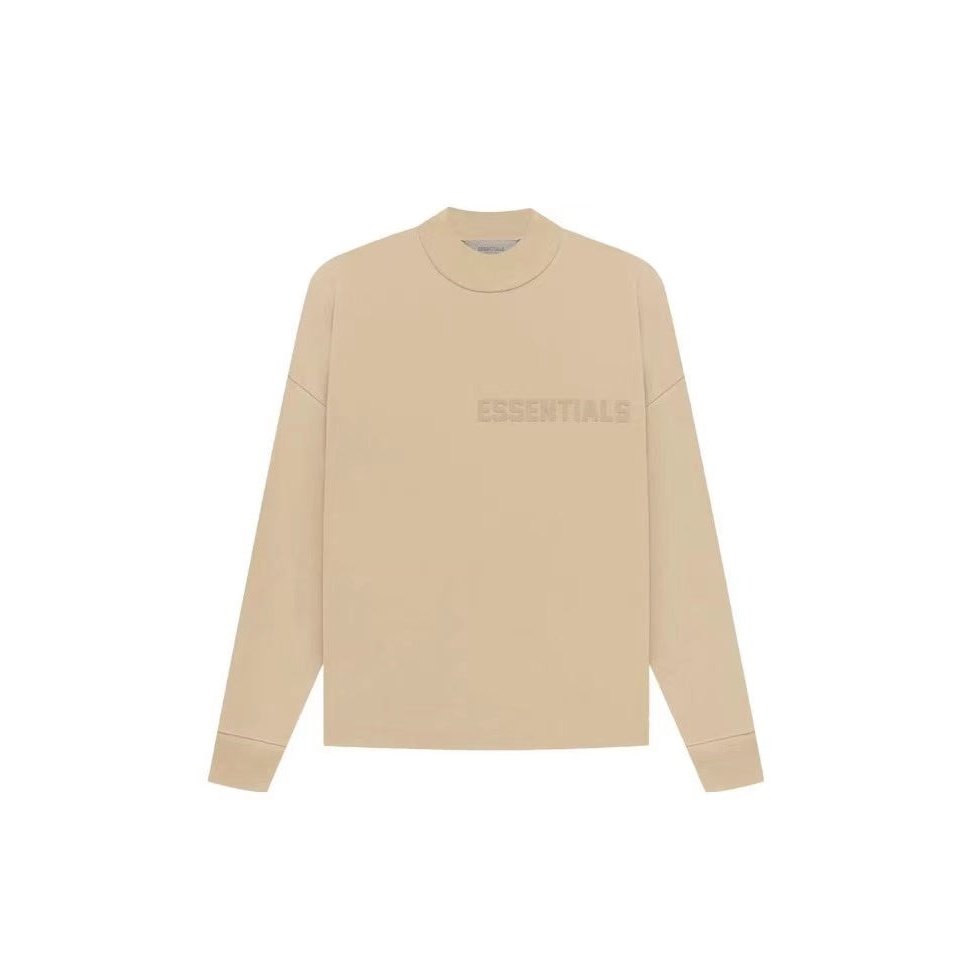 FEAR OF GOD ESSENTIALS Logo-Appliquéd Cotton-Jersey Mock-Neck T-Shirt Sand