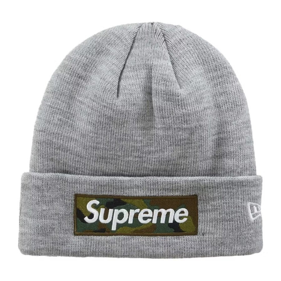 Supreme New Era Box Logo Beanie (FW23) Heather Grey