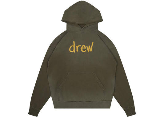 drew house scribble oversized hoodie faded olive